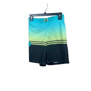 Boys Swim Trunks Size Youth Swimsuit Shorts‎ Blue Green Black Gradient